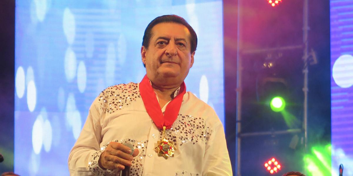 Jorge Oñate, durante su presentación central, en el Festival Francisco el Hombre de Riohacha, que en el 2017 le hizo su homenaje central.