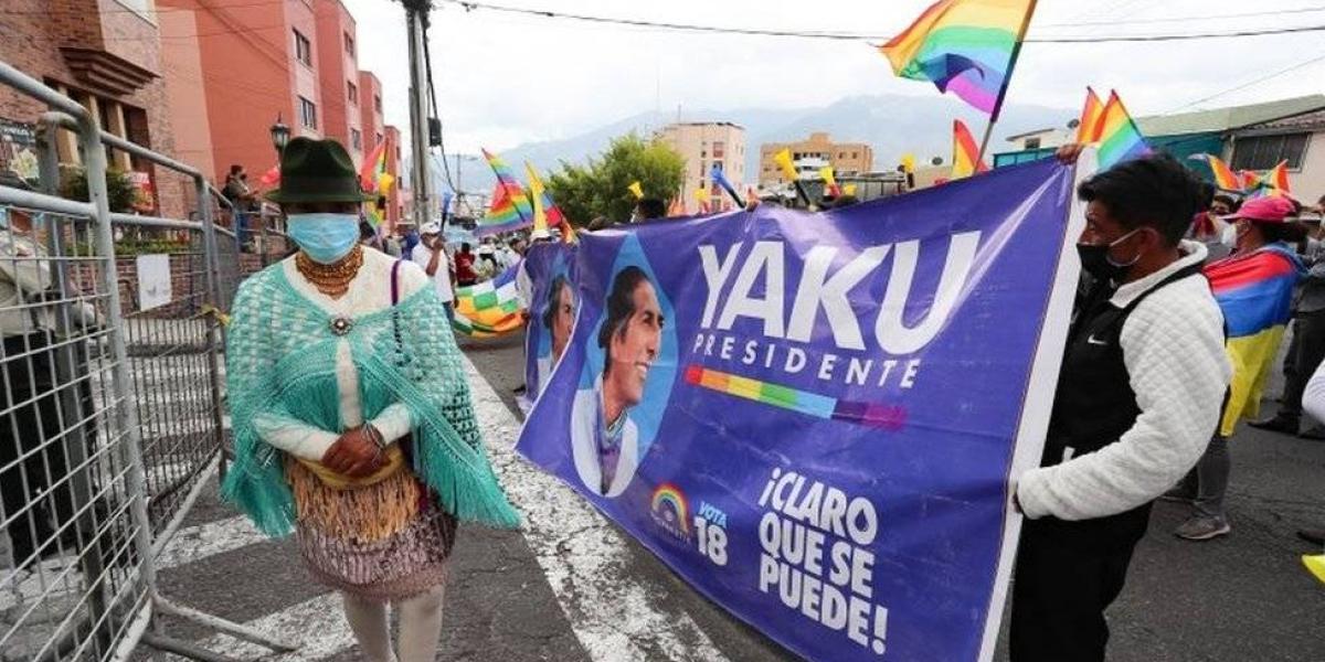 El movimiento Pachakutik, que respalda la candidatura del indígena ambientalista Yaku Pérez, convocó movilizaciones.