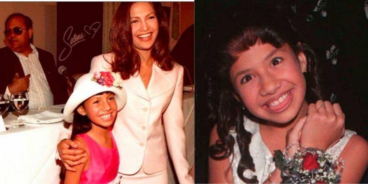 La fotografía fue tomada en la gira promocional de la película y se ve a las dos actrices que interpretaron a la cantante: Rebecca Lee Meza en la infancia y Jennifer López en la adultez.