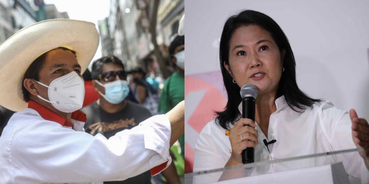 El profesor de izquierda Pedro Castillo y Keiko Fujimori, de derecha popular, podrían pasar a segunda vuelta.