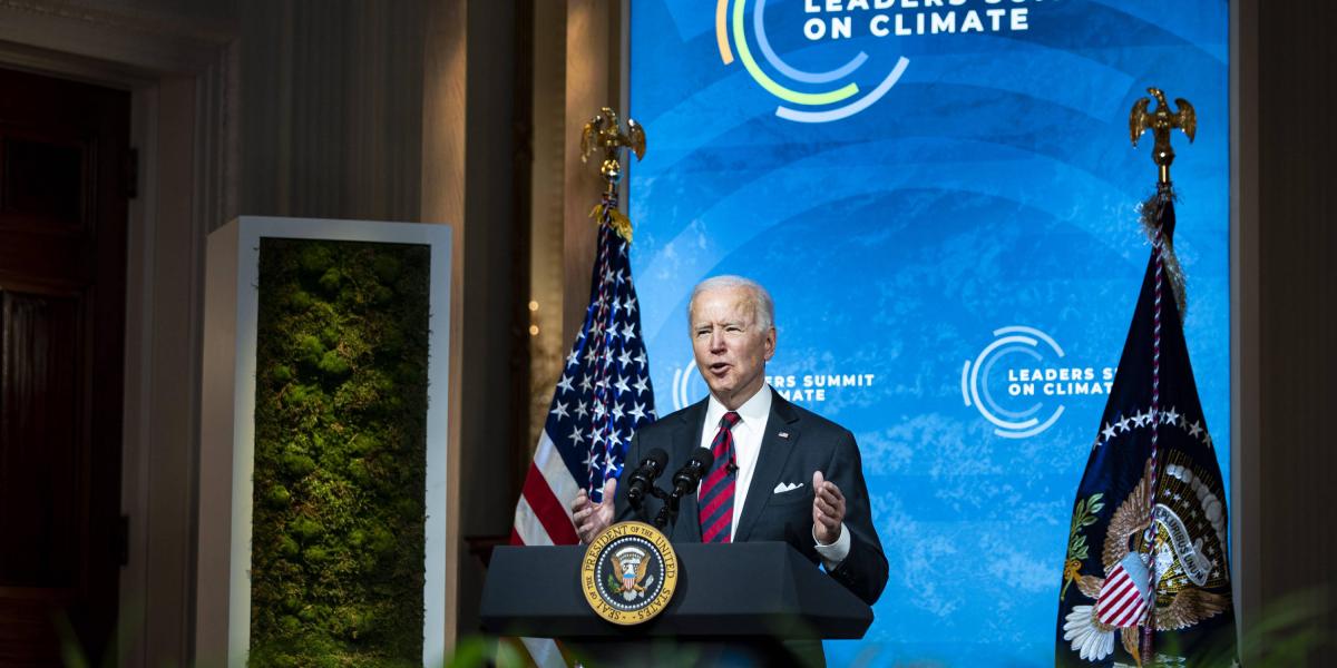 El presidente de EE. UU., Joe Biden, durante la Cumbre virtual sobre el cambio climático.