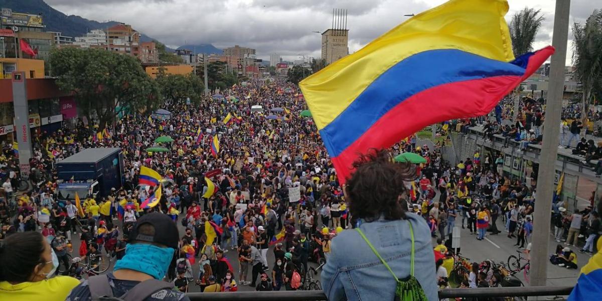 Manifestación en Héroes, en Bogotá.