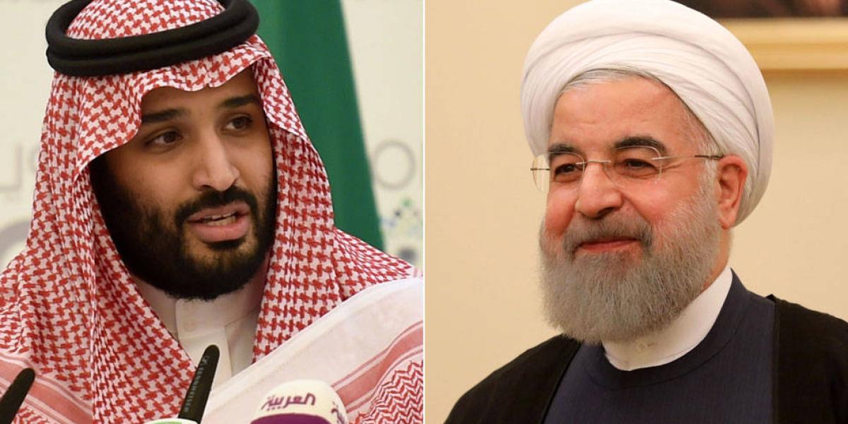 El príncipe heredero Mohamed bin Salman y el presidente de Irán, Hassan Rouhani.