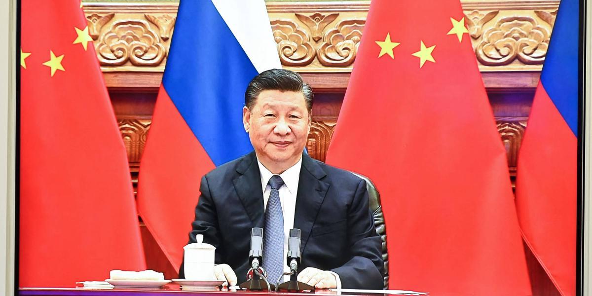 El mandatario chino, Xi Jinping, en la reunión virtual con Rusia.