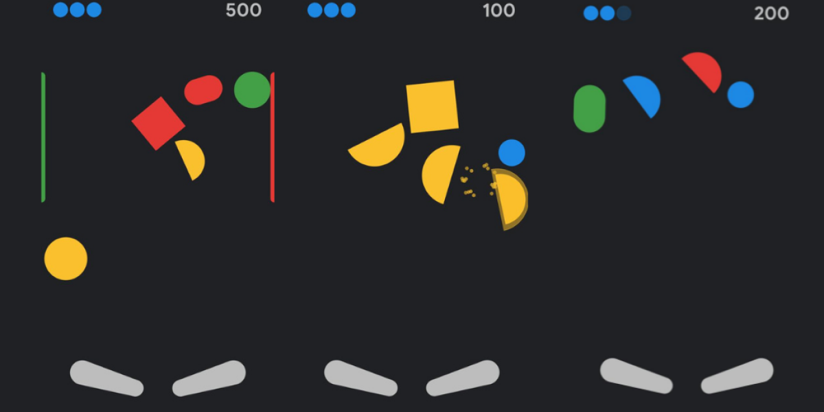 Juego secreto de pinball en la app de Google para iOS.