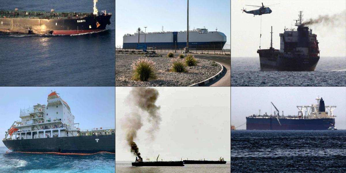 Combo de imágenes de los incidentes con buques petroleros durante los últimos años.