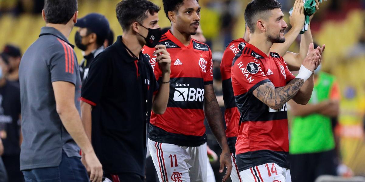 Flamengo celebra la clasificación a la final de la Copa Libertadores.