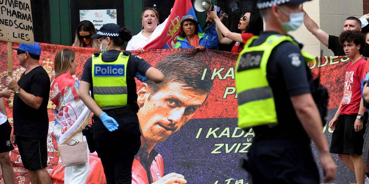 Manifestaciones en favor de Djokovic.
