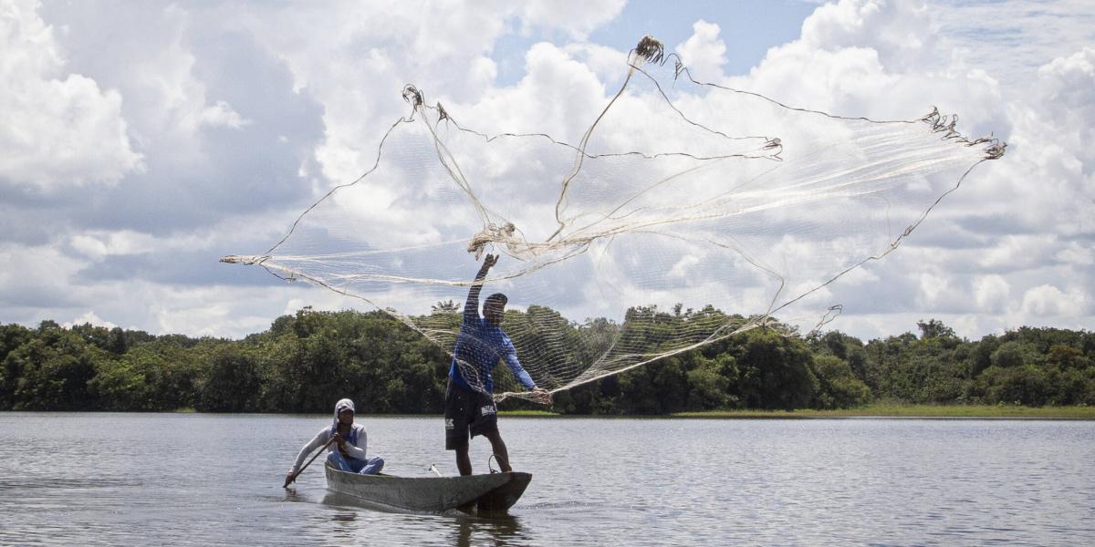 Faena de pesca realizada por los pescadores de San Rafael de Chucurí, a 40 minutos de Barrancabermeja en lancha.