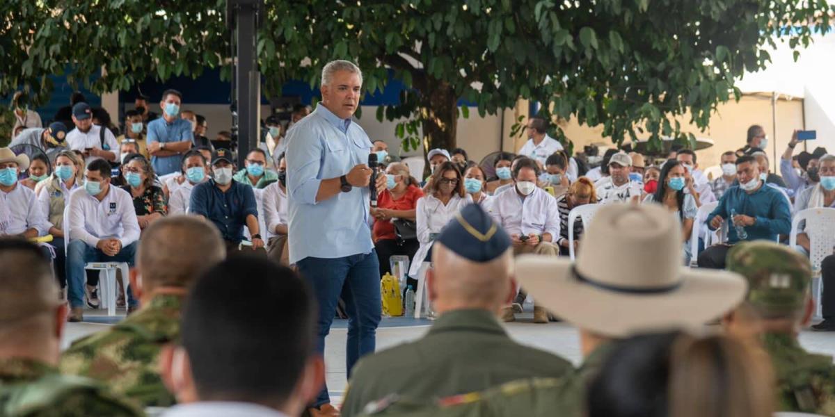 El presidente Iván Duque durante el encuentro con autoridades locales de Arauca, gremios y entes de control.