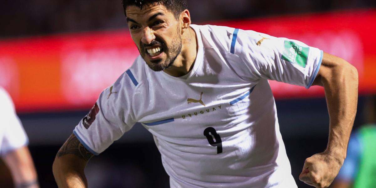 Suárez celebra con Uruguay.