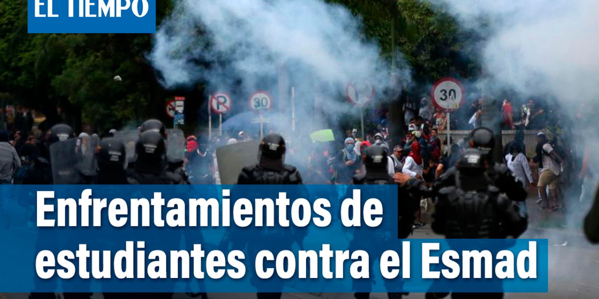 Enfrentamientos de estudiantes contra el Esmad en Universidad Nacional.