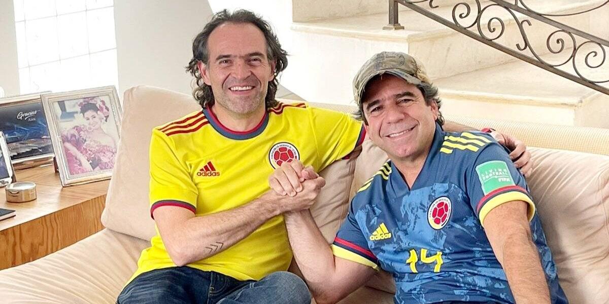 Federico Gutiérrez y Álex Char, en el encuentro que sostuvieron antes del partido de Colombia vs Bolivia.