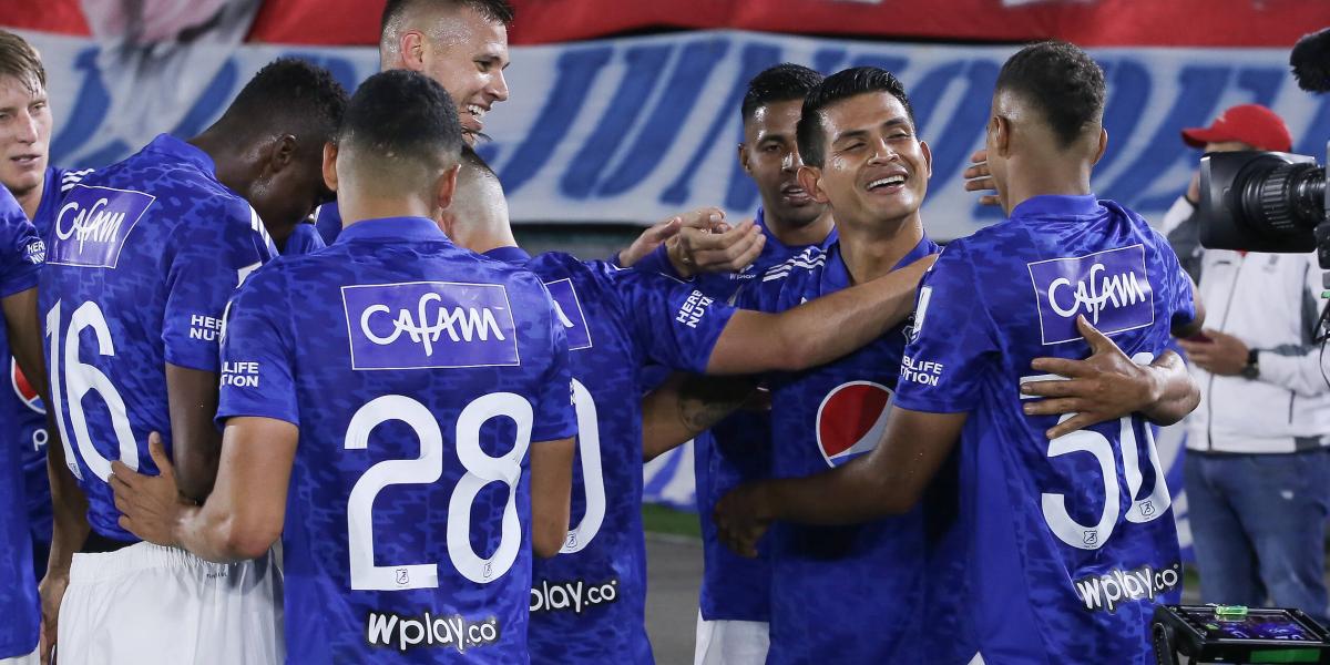Millos celebra gol contra La Equidad.