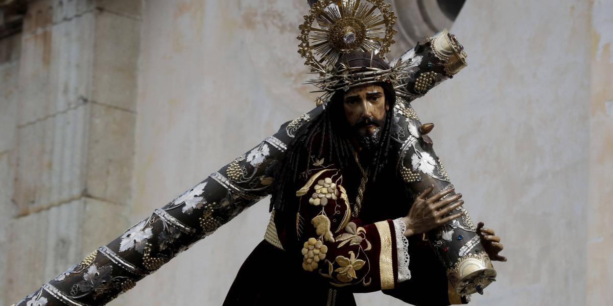 Imagen de Jesús de La Merced durante la procesión de La Reseña este martes santo, en Ciudad de Guatemala