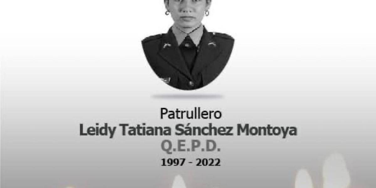 La patrullera Leidy Tatiana Sánchez fue asesinada esta mañana en el sur de Bolívar.