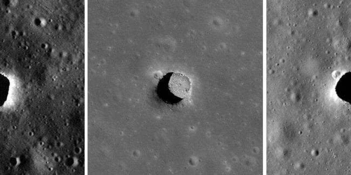 La Cámara del Orbitador de Reconocimiento Lunar de la Nasa toma imágenes del pozo de Marius Hills tres veces.