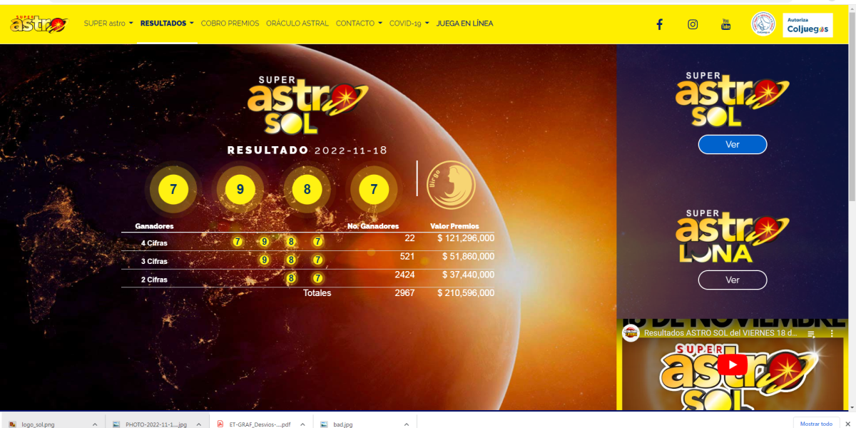 Chance:Super Astro Sol Resultados 24 De Noviembre