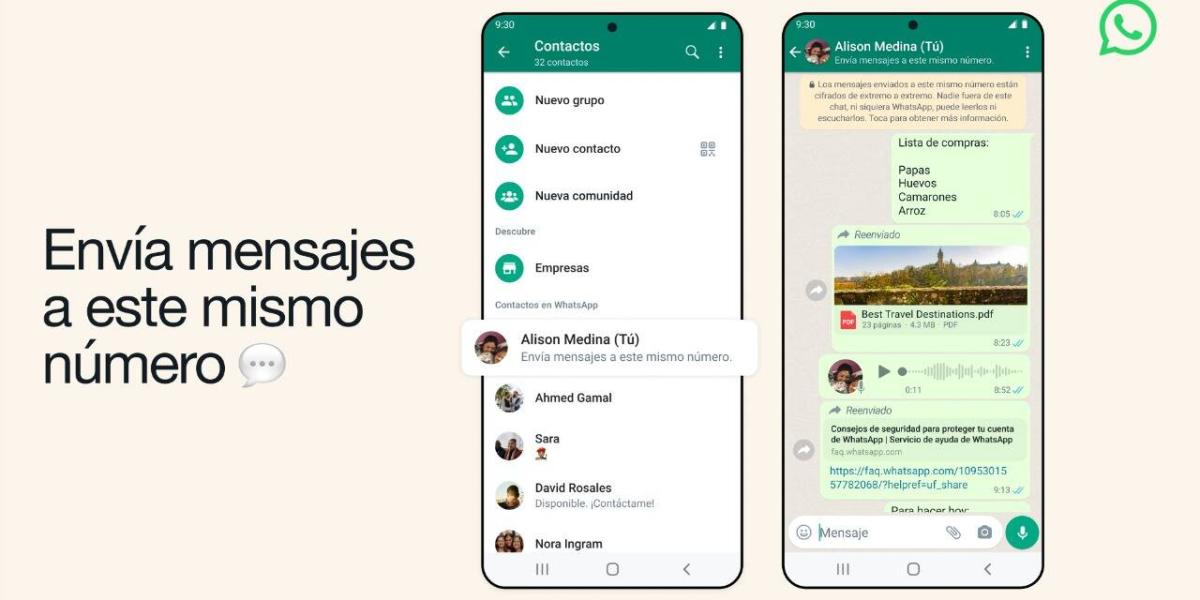 WhatsApp: función para enviarse mensajes a uno mismo