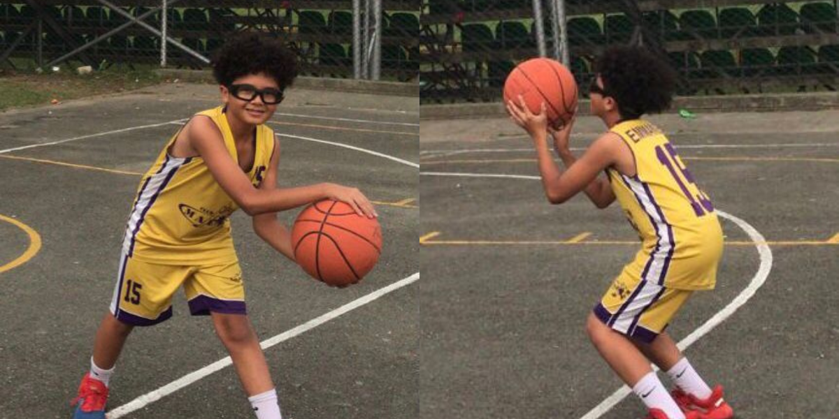 Emanuel Torres Salazar, de 11 años, es una promesa del baloncesto en el Quindío.