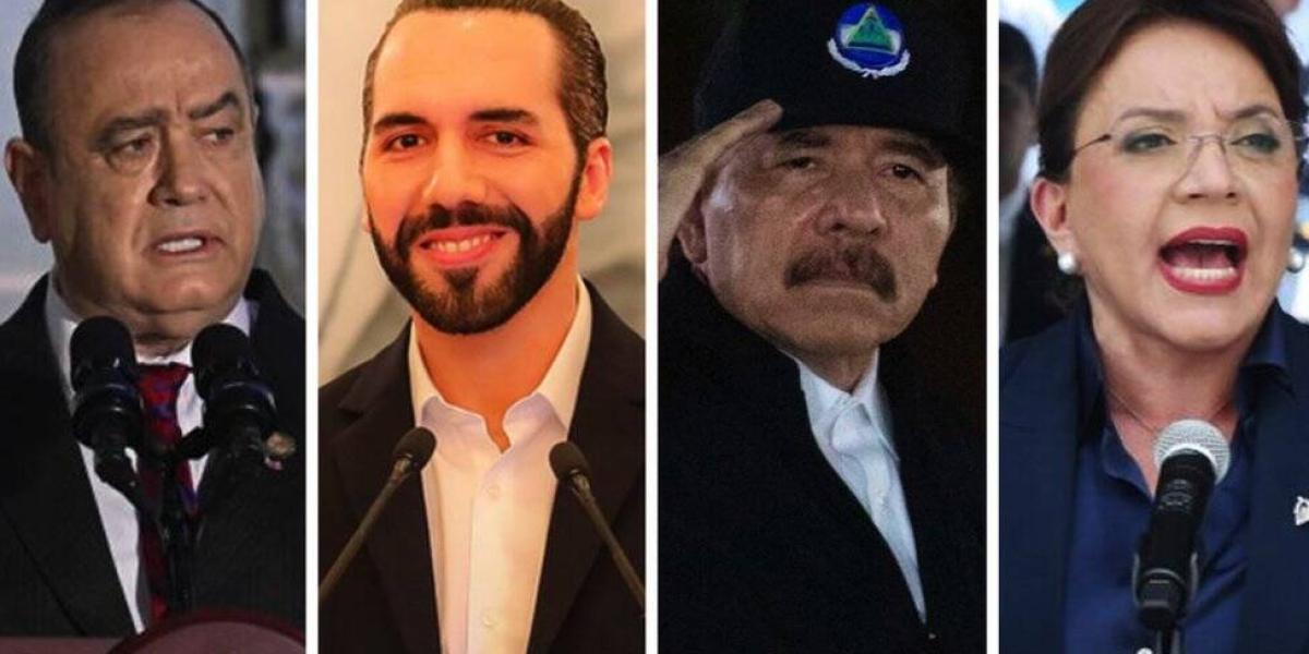 Alejandro Giammattei, Nayib Bukele, Daniel Ortega y Xiomara Castro son los presidentes de Guatemala, El Salvador, Nicaragua y Honduras, respectivamente.