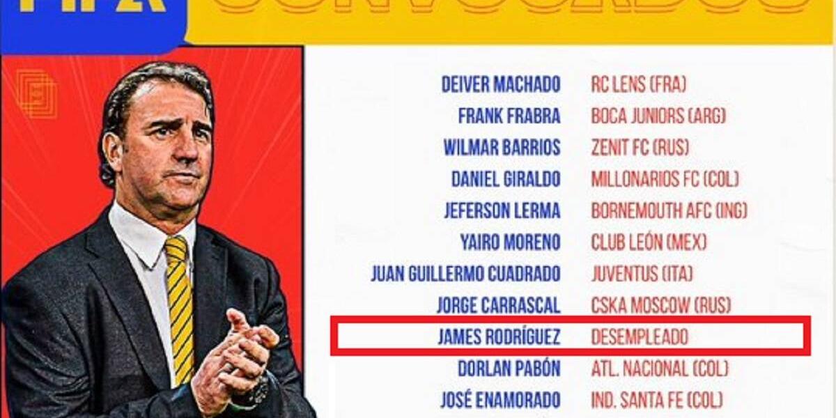 Convocatoria falsa de la Selección Colombia, con James Rodríguez como "desempleado".