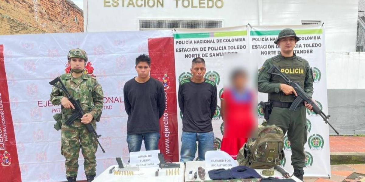 Capturan a tres personas con armas de fuego y elementos del Eln