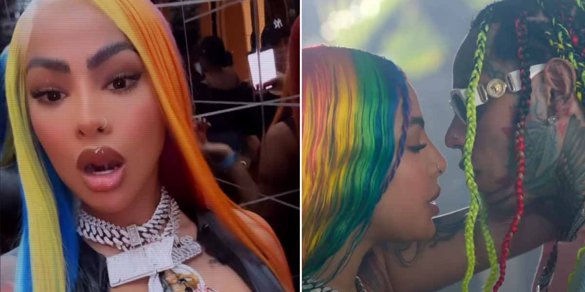 Video6ix9ine junto a Yailin La más viral arrojando billetes en una