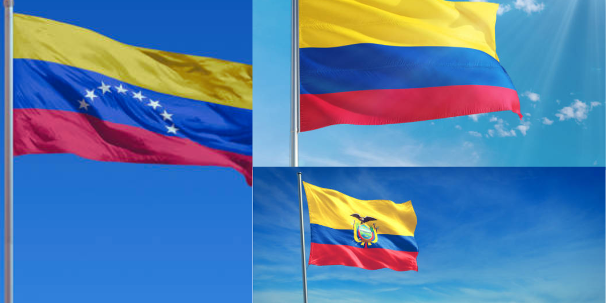 Banderas de Venezuela, Colombia y Ecuador