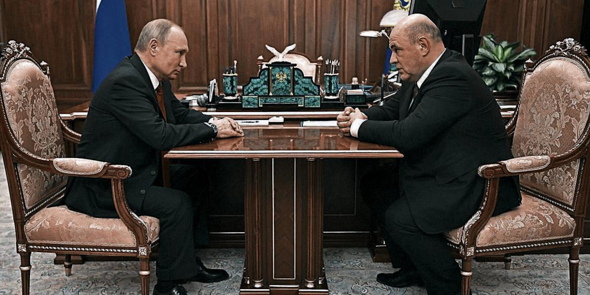 Reunión de Vladimir Putin con Mijaíl Mishustin, primer ministro de Rusia, en el Kremlin.