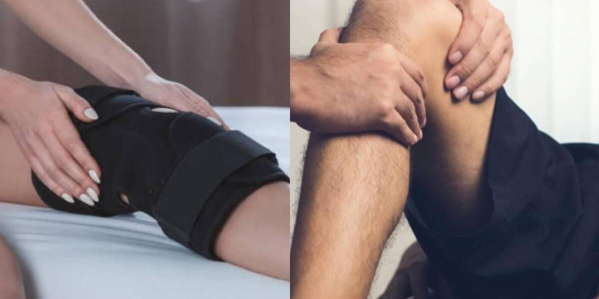 Lesión En La Rodilla. Mujer Es La Celebración De Dolor De Rodilla