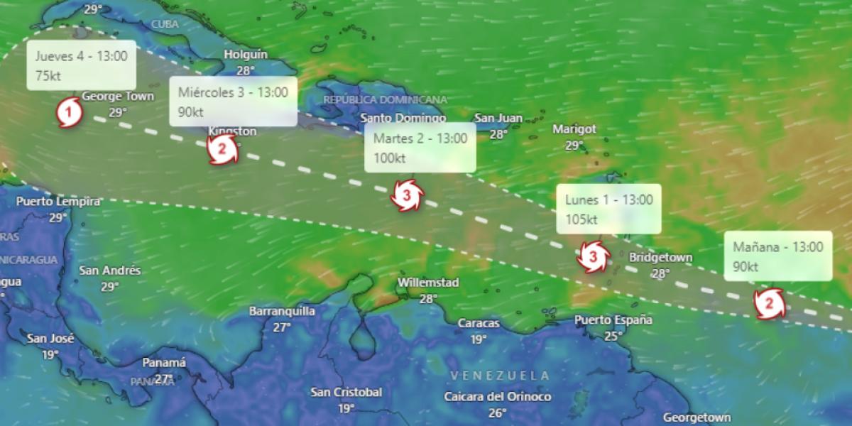 Mapa En Vivo Del Huracán Beryl Que Se Prevé Pase Cerca A Colombia Así Puede Seguir La Trayectoria 2753