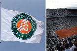 Bandera y cancha de Roland Garros