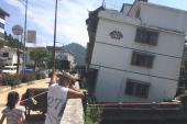 Un edificio se hunde y se derrumba en la provincia de Guangxi. 