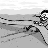 Hasta allá corrió la línea - Caricatura de Beto Barreto
