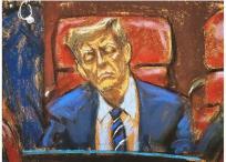 Ilustración del ex presidente Donald Trump en la corte.