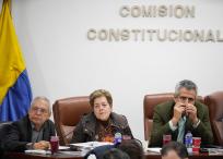 Bogotá. 23 de mayo de 2024. En la Comisión Séptima de Cámara de Representantes del Congreso de la República sigue el debate de la reforma pensional . En el orden del día de la Comisión Séptima se incluyó de primeras el proyecto de gobierno, donde está presente la Ministra de Trabajo Gloria Inés Ramírez, el Ministro de Interior, Luis Fernando Velasco, el Ministro de Hacienda, Ricardo Bonilla, María Eugenia Lopera Monsalve, presidenta de la comisión, Karen Juliana López Salazar, vicepresidenta de la comisión, Ricardo Alfonso Albornoz Barreto, secretario de la comisión. Foto: Sergio Acero Yate / El Tiempo.