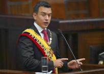 El presidente de Ecuador, Daniel Noboa, presenta el primer informe de su gobierno en la Asamblea Nacional, en Quito.