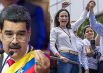 Nicolás Maduro y la oposición, liderada por Corina Machado y Edmundo González.