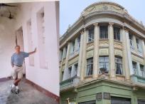Edificio Pombo de Cartagena y Dennis el día que compró el apartamento.