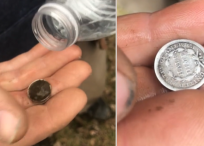 Un par de amigos encontraron una valiosa moneda valuada en miles de dólares.