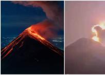Video: rayo impactó a Volcán de Fuego que estaba en erupción en México