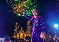 Claudia Sheinbaum durante su festejo en el ZÃ³calo de la Ciudad de MÃ©xico.