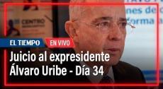 El expresidente Álvaro Uribe Vélez continúa su testimonio en el juicio que enfrenta por los presuntos delitos de soborno, fraude procesal y soborno en actuación penal, en una audiencia que se lleva a cabo ente el Juzgado 44 Penal del Circuito de Bogotá.
