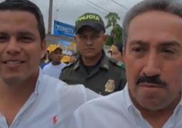 Hugo Aguilar y Esneyder Pinilla en caravana para campaña política