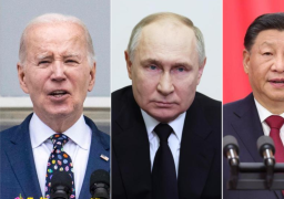 Joe Biden, presidente de EE. UU.; Vladimir Putin, presidente de Rusia; y Xi Jinping, presidente de China.