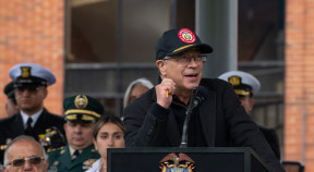 El presidente Gustavo Petro durante el aniversario de las Fuerzas Militares.