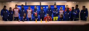 Jugadores de Junior se presentan a la rueda de prensa en Bogotá