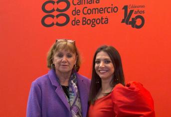 Mónica de Greiff, presidente de la Cámara de Comercio de Bogotá, y María Paz Gaviria, directora de ArtBo.