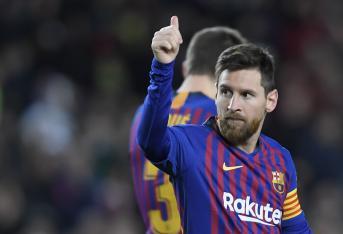 Lionel Messi celebra su gol.
